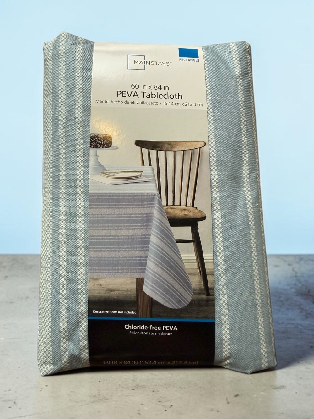 🫶🏻 Mainstays Blue Stripe PEVA Tablecloth 60 x 84”